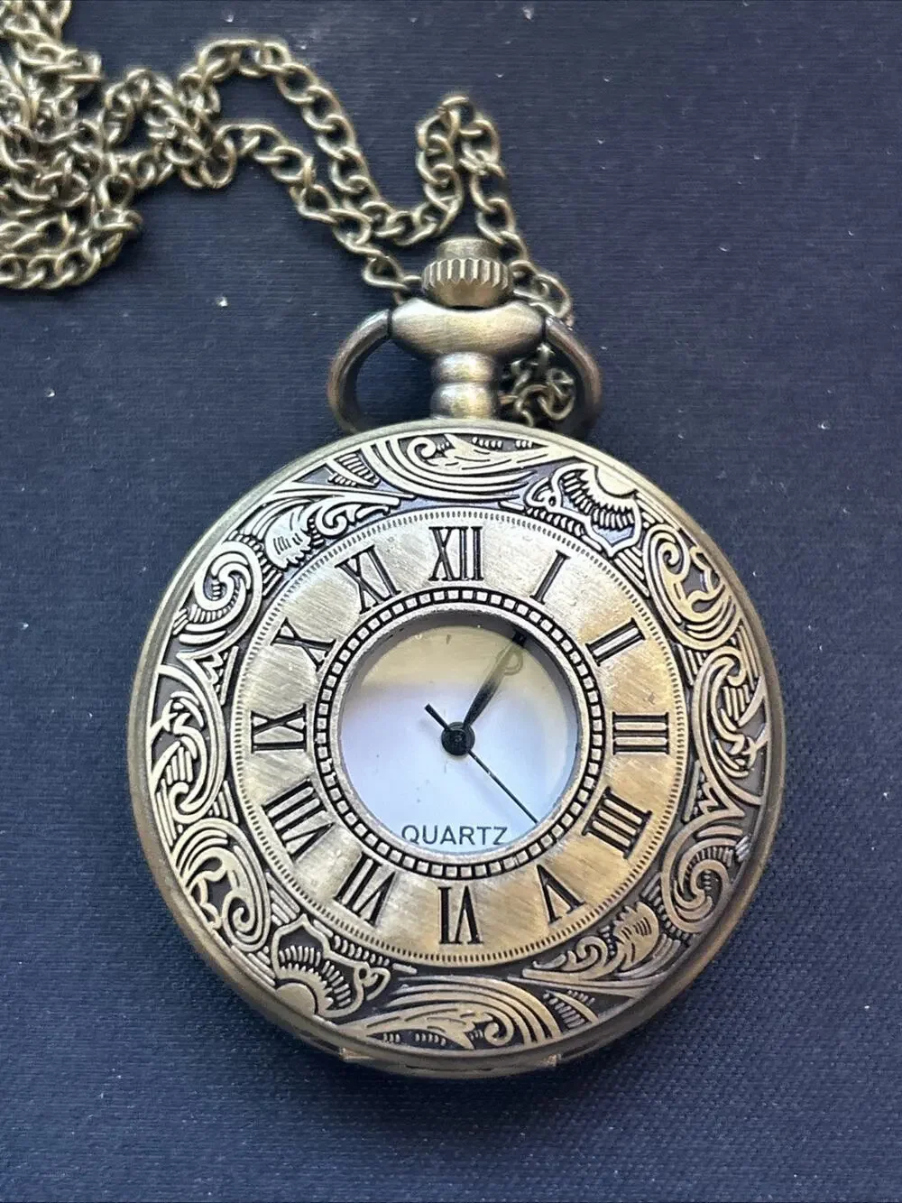 Bronze Tone Quartz Pocket Watch